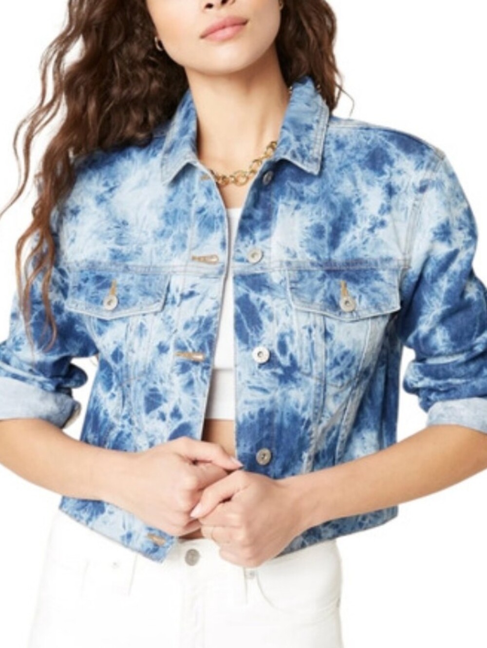 BB Dakota Tie Dye Denim Crop Jacket L